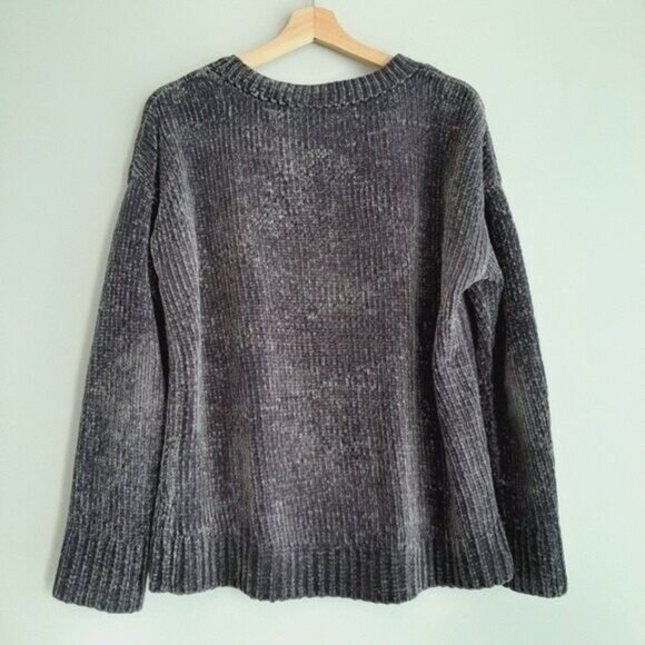 GAP Chenille Crewneck Sweater Soft Relaxed Fit Grey Sz M - Picture 7 of 9